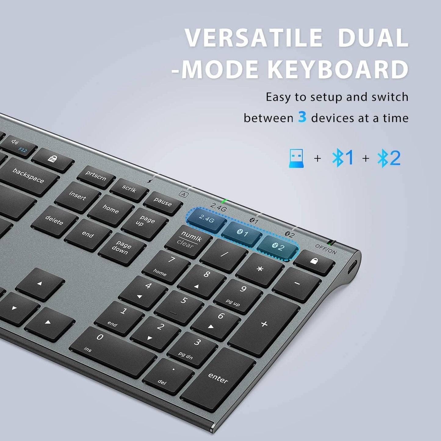 Tastatura Si Mouse Combo iClever DK03, Bluetooth 4.2 + 2.4G, Fara Fir, Ultra Subtire, Multi Dispozitive