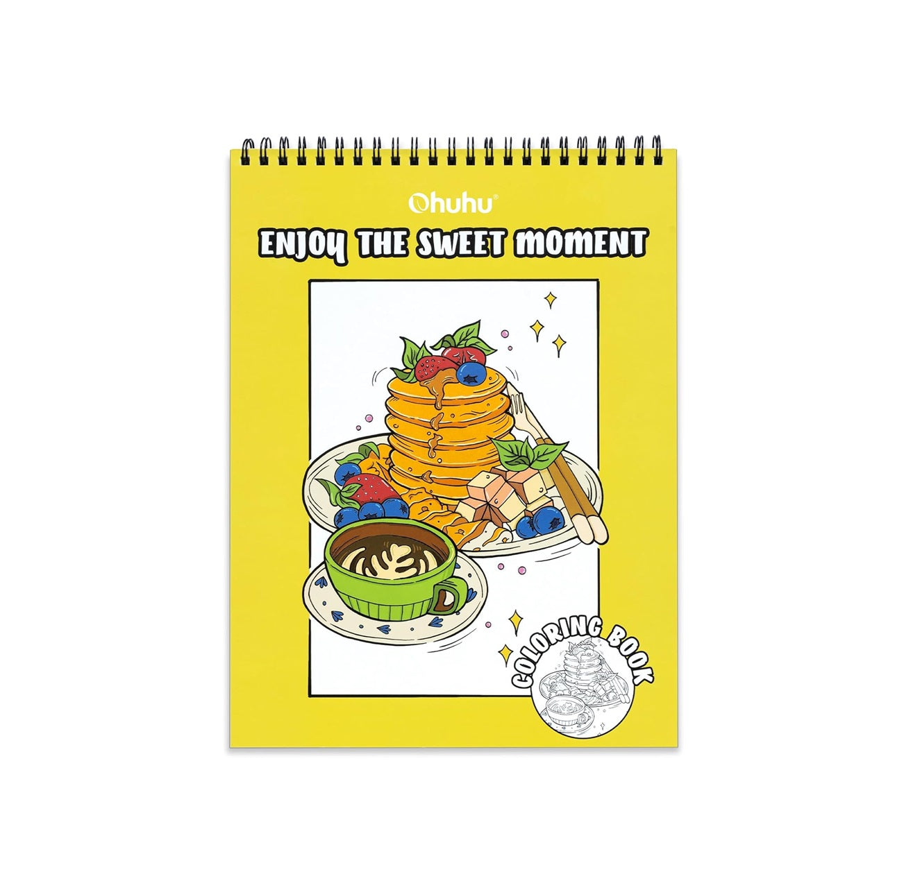 Ohuhu Carte De Colorat „Enjoy The Sweet Moment” – 40 Modele Față-Verso, Hârtie Groasă, Spirală Sus, 20x25 cm, Y44-83000-64