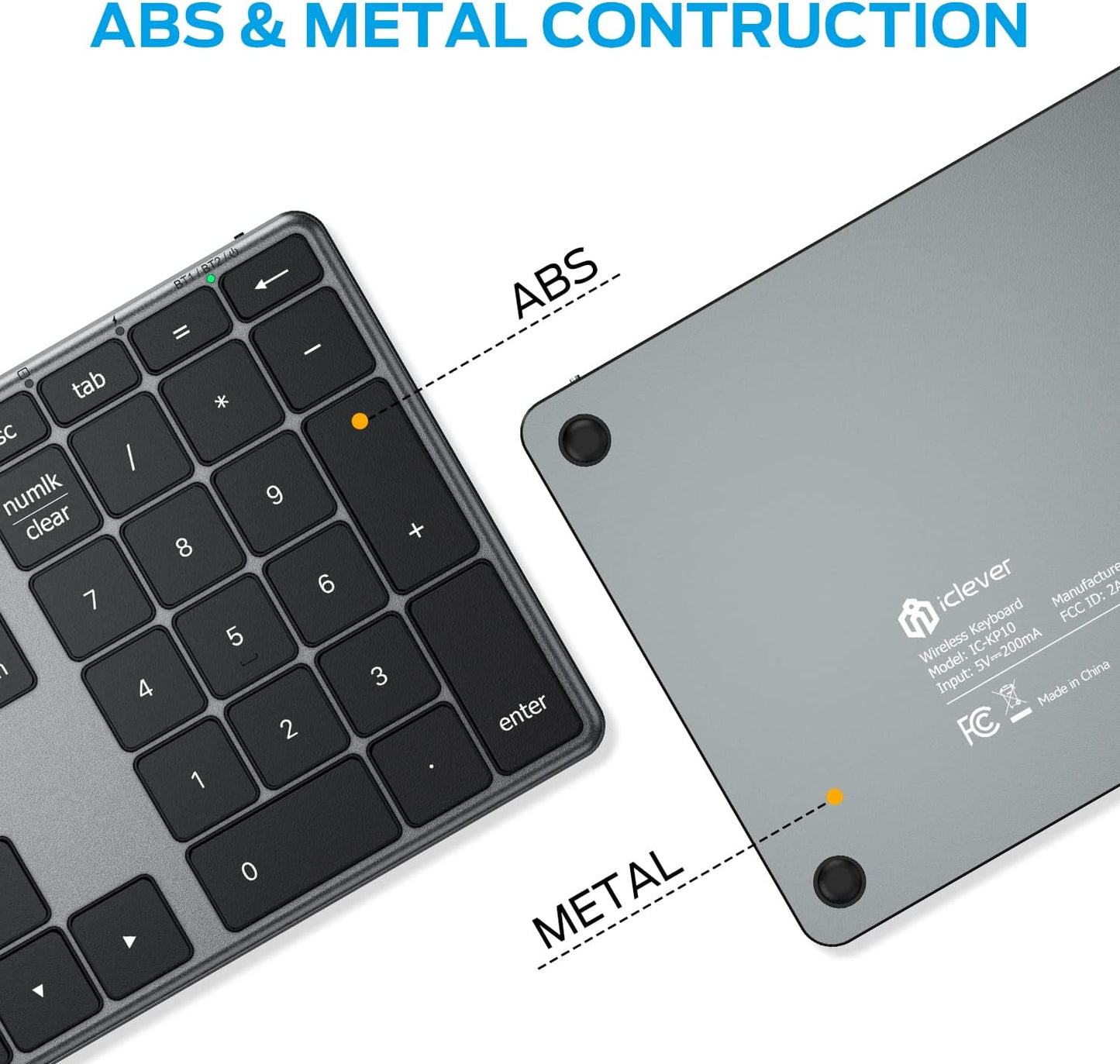 Tastatura Numerica iClever IC-KP10, Wireless, Fara Fir, Bloc Numeric Aluminiu, Reincarcabila USB-C, 34 Taste