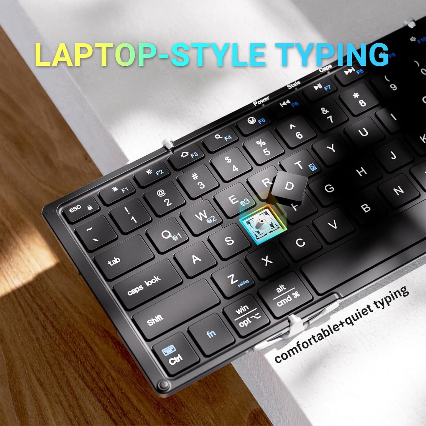 Tastatura iClever IC-BK05S, Bluetooth 5.1, Pliabila, Reîncărcabilă USB-C,Conectare Până La 4 Dispozitive, Baza Din Aliaj De Aluminiu, Calitate Aeronautica