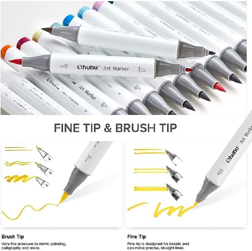 Ohuhu Honolulu B Set 24 Markere, Varf Dublu Brush & Fine, Baza Alcool, Skin Tone Y30-80400-78