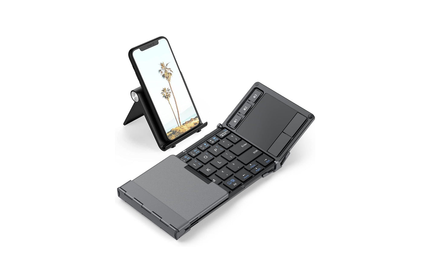 Tastatura Bluetooth 5.1 iClever IC-BK08, Pliabila, Touchpad, USB-C, Constructie Solida Din Aluminiu, Multi Dispozitive, Sisteme De Operare Multiple, 65 Taste, Portabila