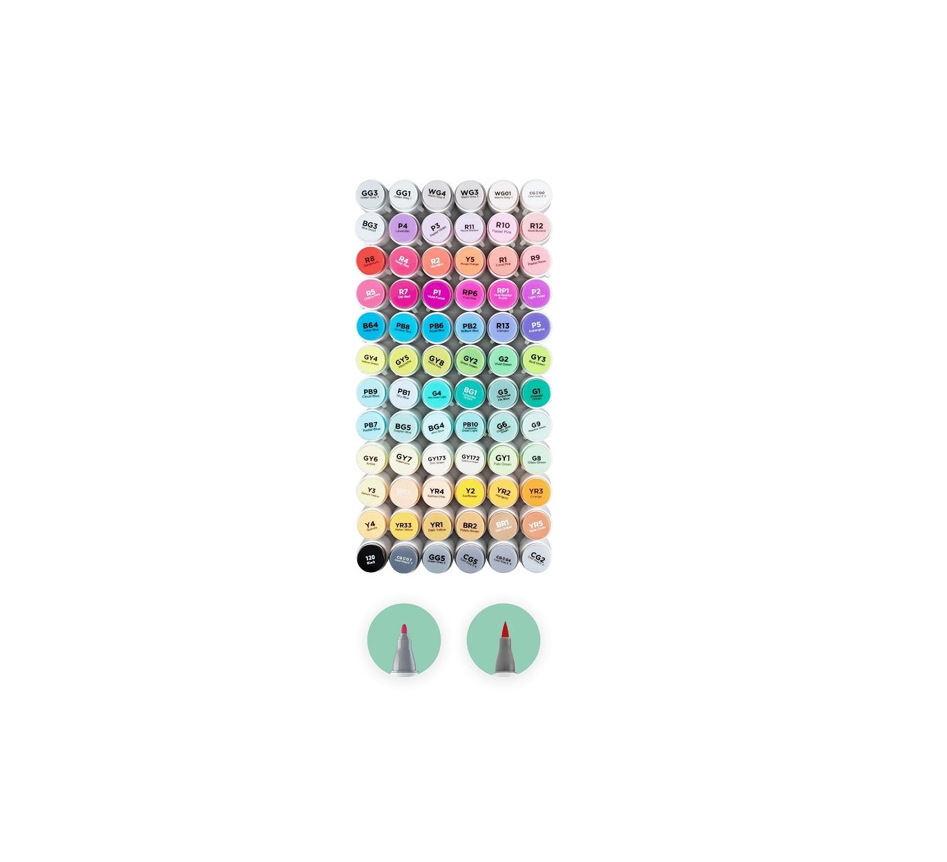 Ohuhu Honolulu B, Set 72 Markere, Baza Alcool, Dual Tips Brush&Fine, Multicolor Y30-80400-76