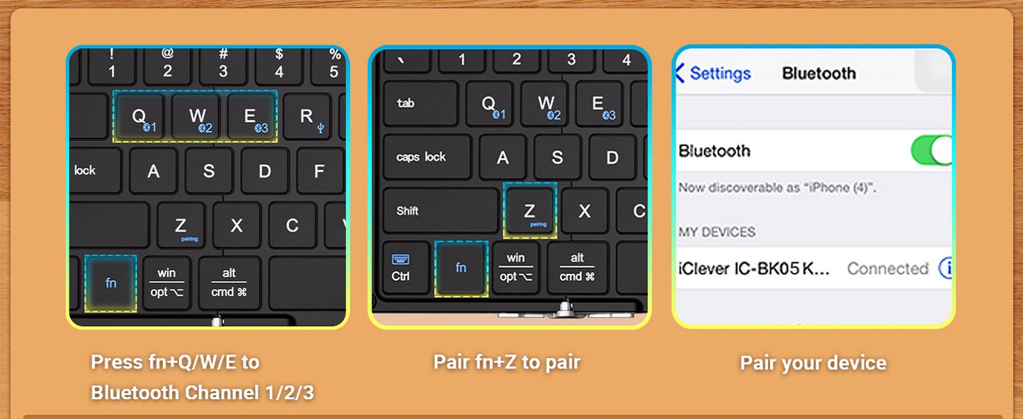 Tastatura iClever IC-BK05S, Bluetooth 5.1, Pliabila, Reîncărcabilă USB-C,Conectare Până La 4 Dispozitive, Baza Din Aliaj De Aluminiu, Calitate Aeronautica