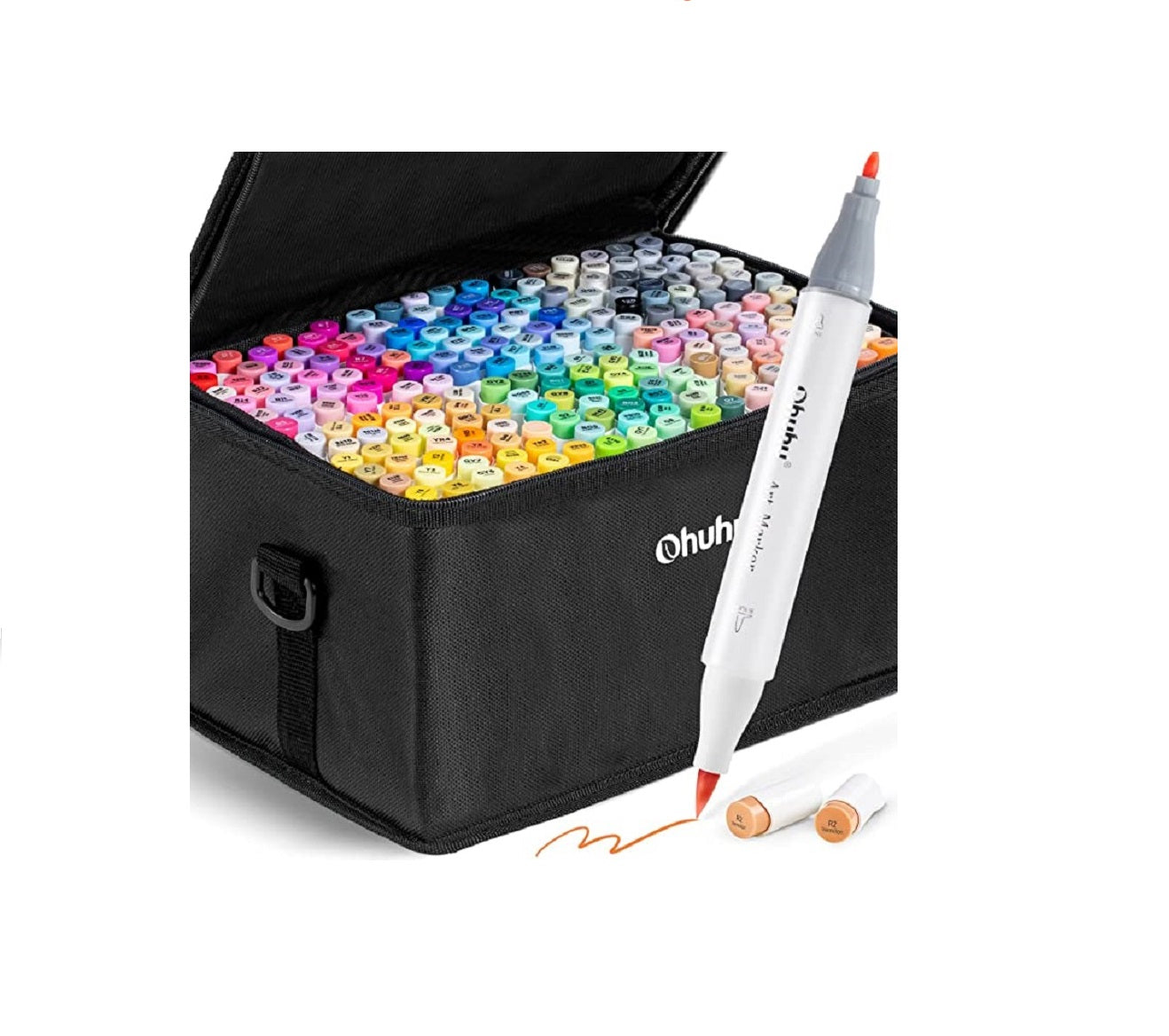 Ohuhu Honolulu B, Set 216 Markere, Baza Alcool, Dual Tips Brush&Fine, Multicolor Y30-80402-13
