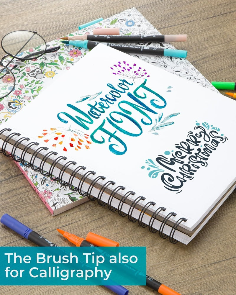 Ohuhu Maui Series Set 120 Markere, Baza Apa, Dual Tips Brush&Fineliner, Multicolor Y30-80600-40