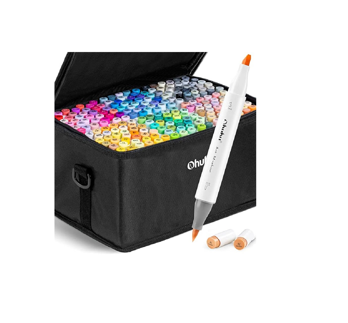 Ohuhu Honolulu Set 216+1 Markere, Baza Alcool, Dual Tips Brush&Chisel, Multicolor Y30-80401-50
