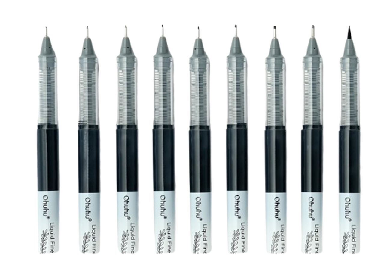 Ohuhu Set 9 Finelinere Lichide, Cerneala Premium Negra, Non Toxic, Uscare Rapida Y30-80600-53