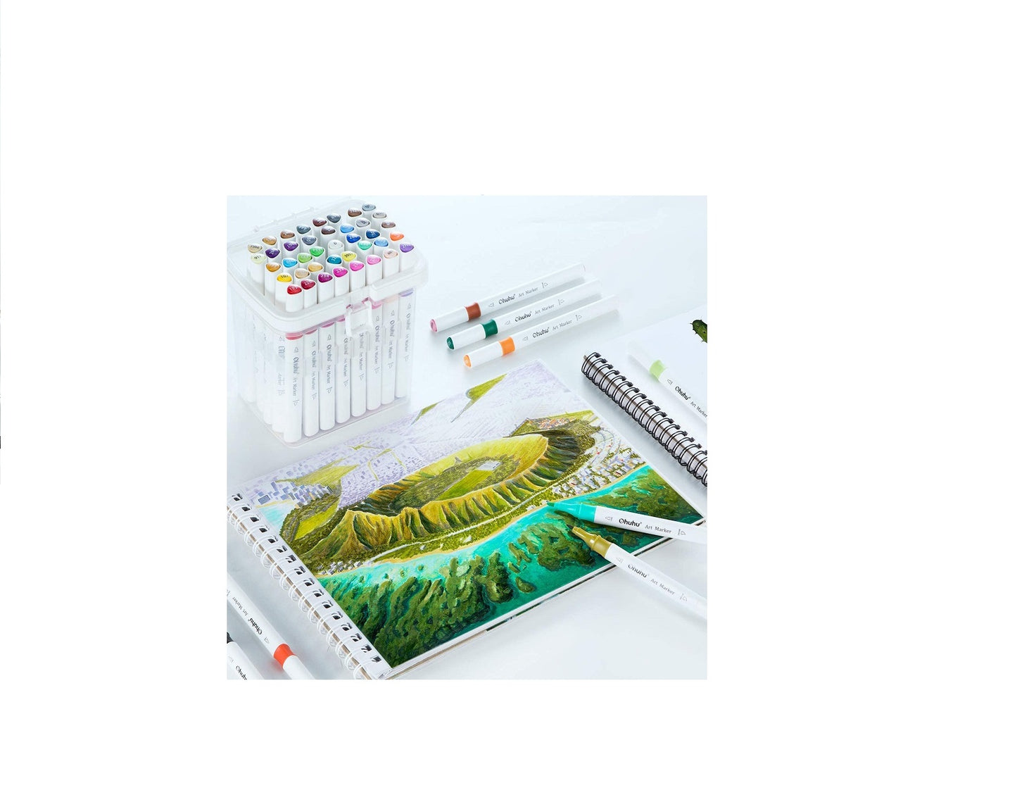 Ohuhu Set 48 Markere, Baza Alcool, Dual Tips Chisel&Fine, Multicolor Y30-80401-07