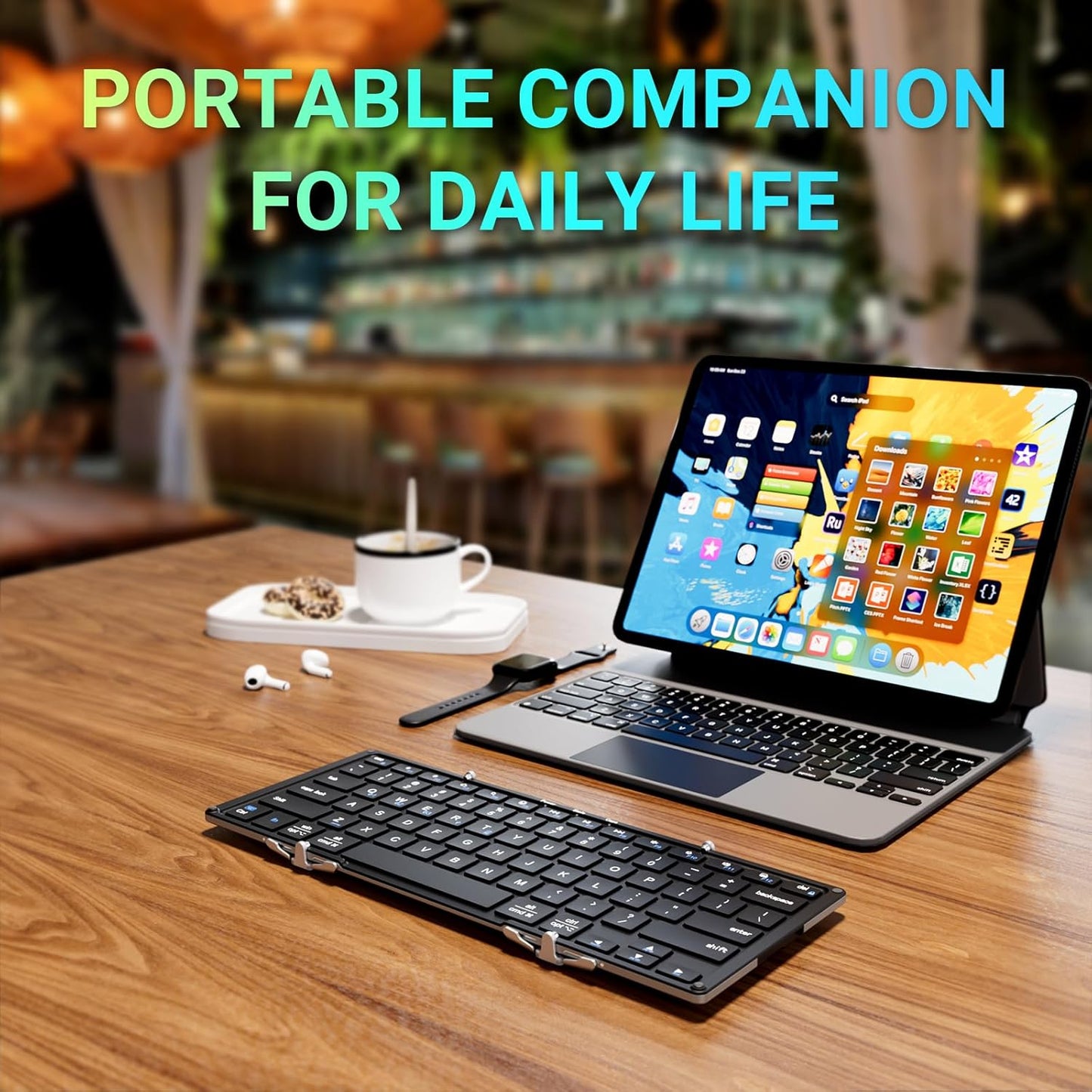 Tastatura iClever IC-BK05S, Bluetooth 5.1, Pliabila, Reîncărcabilă USB-C,Conectare Până La 4 Dispozitive, Baza Din Aliaj De Aluminiu, Calitate Aeronautica