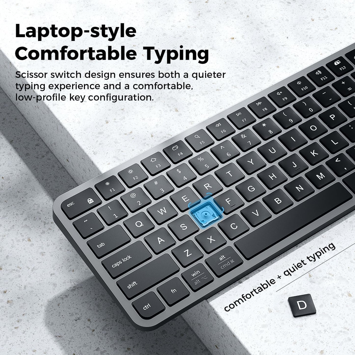 Tastatura Bluetooth iClever BK20, Dimensiune Compacta, Fara Fir, Multi Dispozitive, USB-C, Culoarea Negru