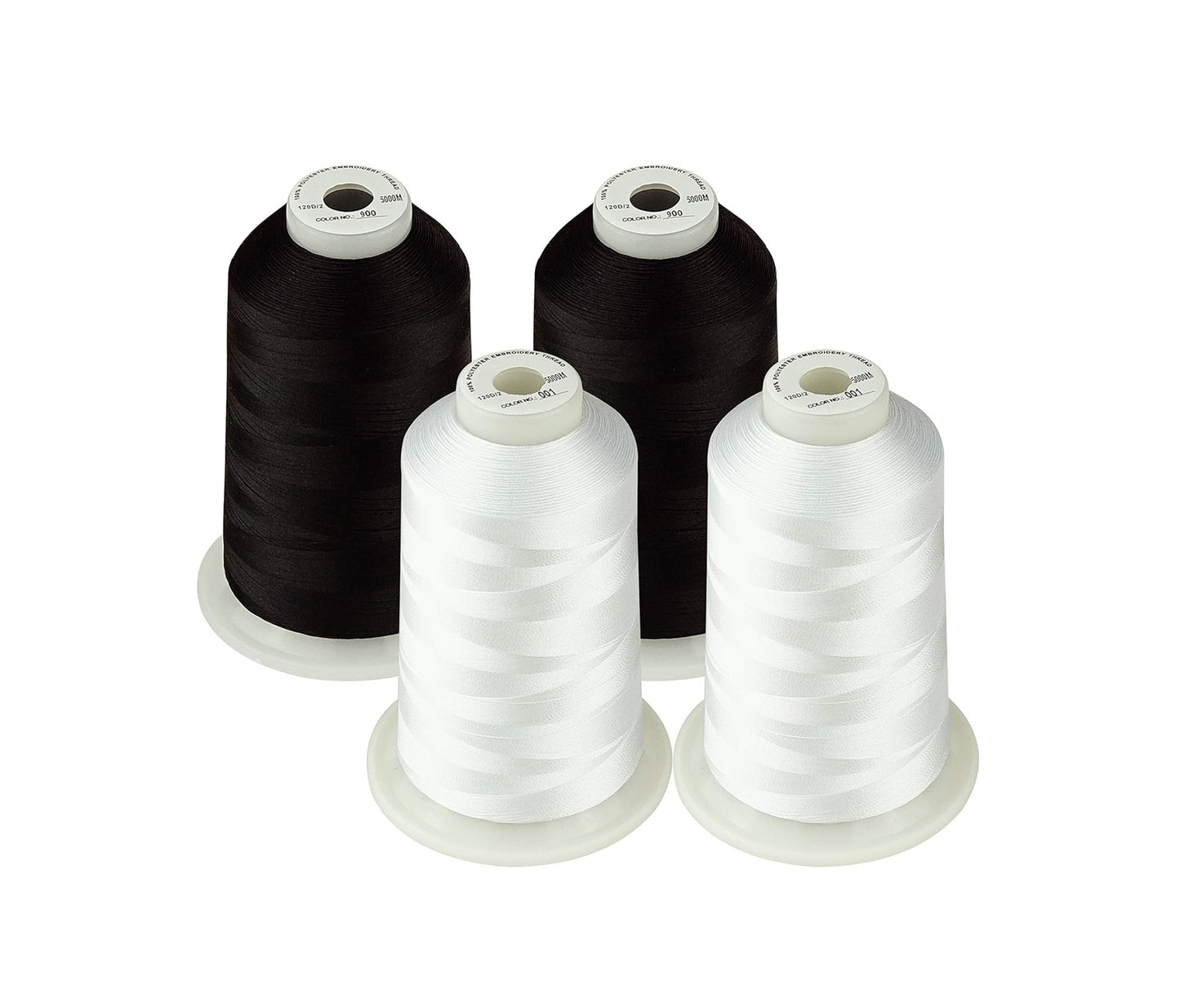 Set Ață De Brodat 4 Bobine - 5000 m, Culori Alb - Negru