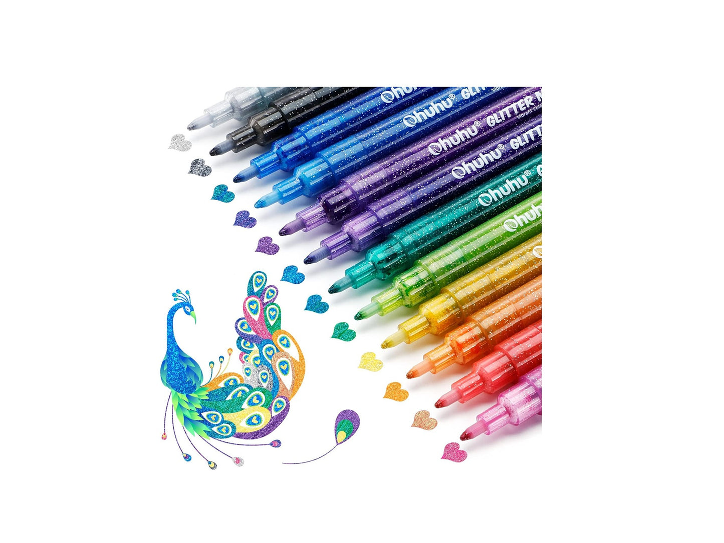 Ohuhu Set 12 Markere Glitter Metallic, Baza Apa, Multicolor Y30-80600-32