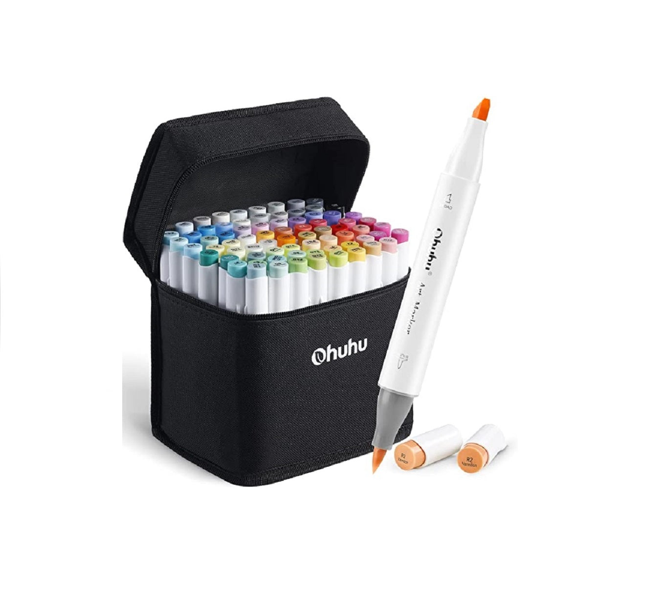 Ohuhu Honolulu Set 72 Markere, Baza Alcool, Dual Tips Brush&Chisel, Multicolor Y30-80401-95