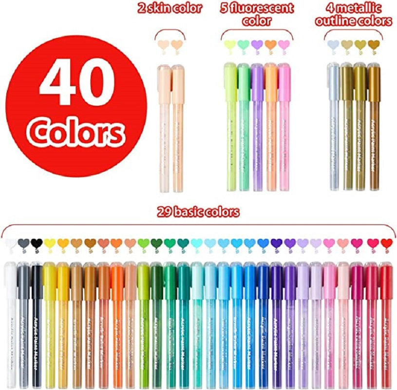 Ohuhu Set 40 Markere Acrilice, Baza Apa, Multicolor Y30-80600-22