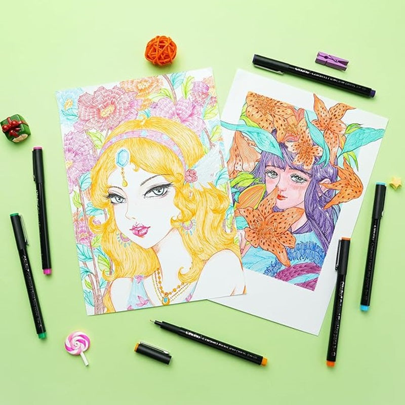 Ohuhu Set 18 Fineliner Hana Highway Pens, Multicolor Y30-80600-54