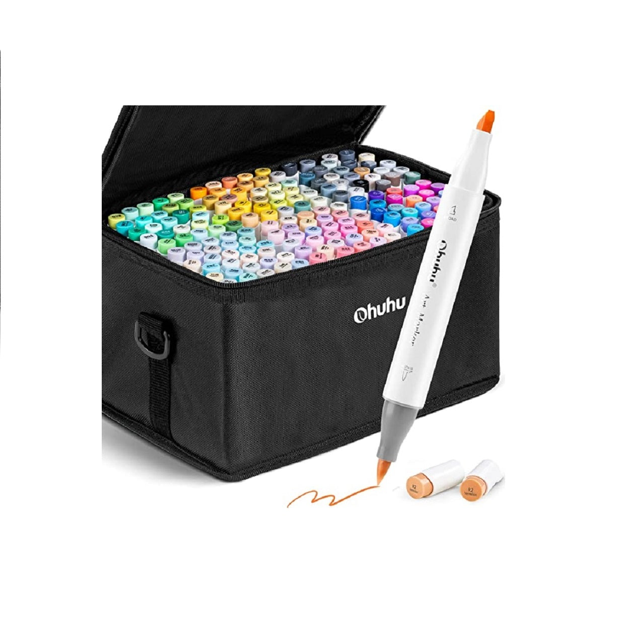 Ohuhu Honolulu Set 168 Markere, Baza Alcool, Dual Tips Brush&Chisel, Multicolor Y30-80400-88