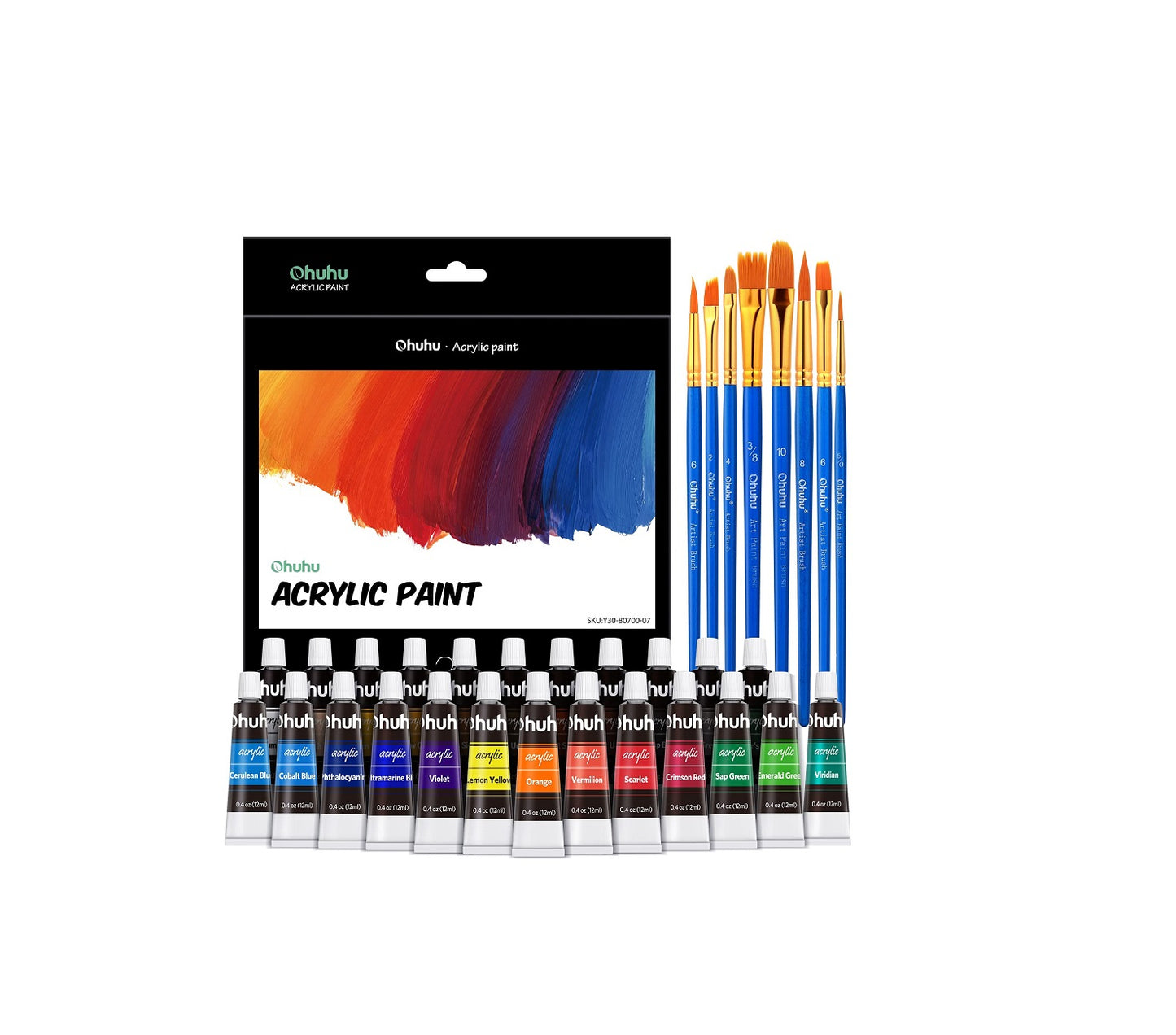 Ohuhu Set 24 Acuarele Acrilice 12 ml/Tub Multicolor Y30-80700-07