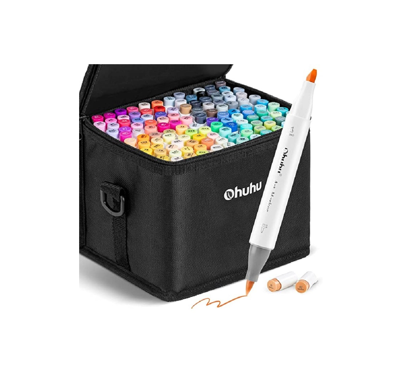 Ohuhu Honolulu Set 120 Markere, Baza Alcool, Dual Tips Brush&Chisel, Multicolor Y30-80400-32