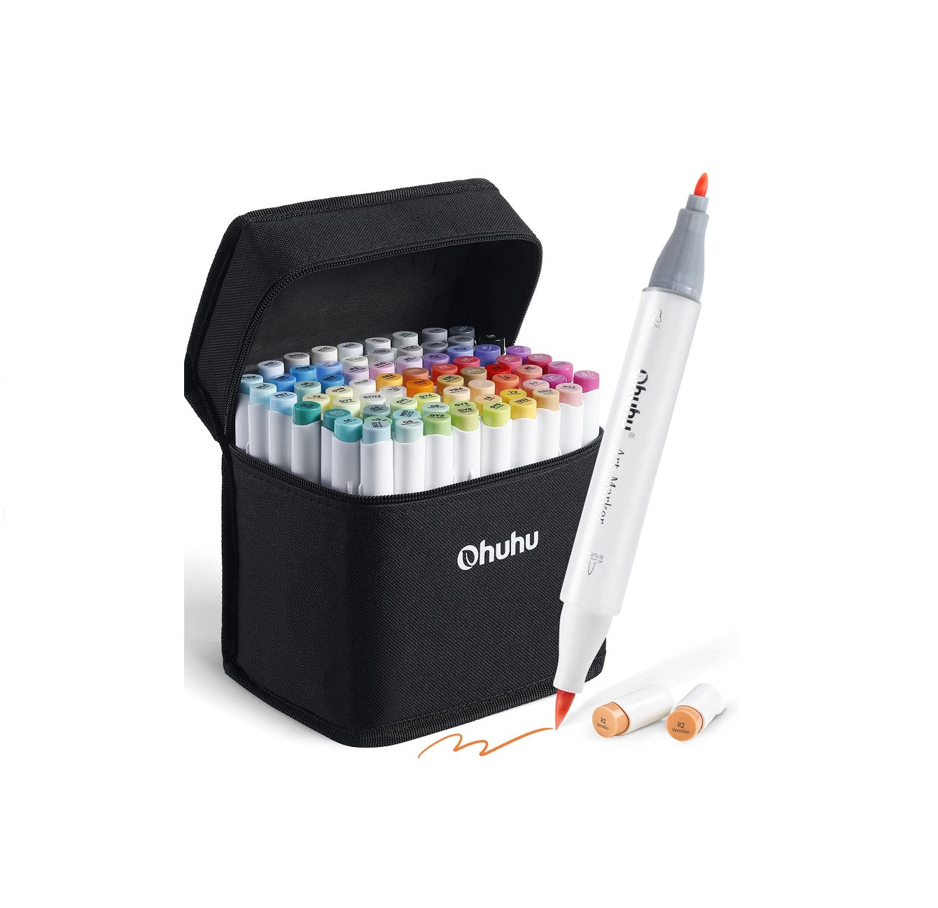 Ohuhu Honolulu B, Set 72 Markere, Baza Alcool, Dual Tips Brush&Fine, Multicolor Y30-80400-76