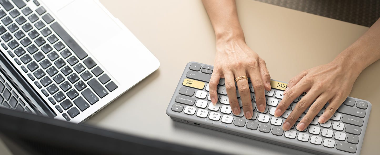 Tastatură iClever BK50, Bluetooth 5.1, USB-C, Compactă, Portabilă, Culori Vibrante, Tastare Silențioasă, Sincronizare Pana La 3 Dispozitive, Compatibilă Cu Tabletă, iPad, iPhone, Windows