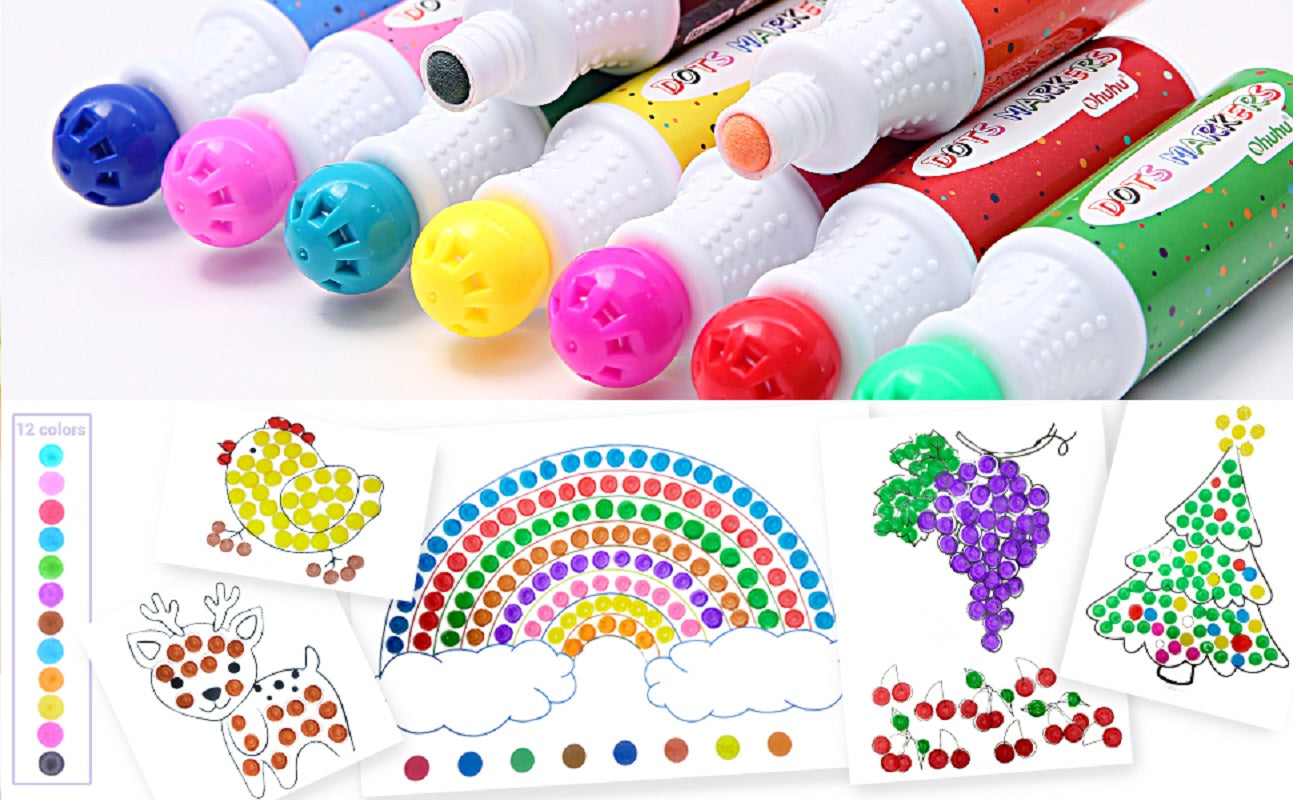 Ohuhu Set 12 Dots Markere Baza Apa Multicolor Y30-80700-13