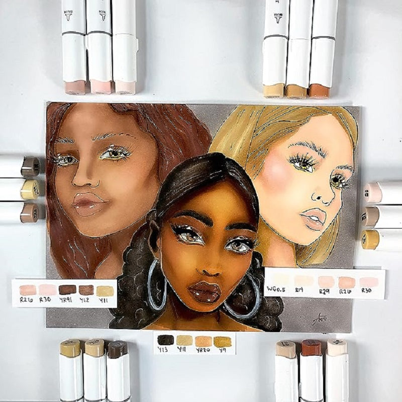Ohuhu Honolulu Set 36 Markere, Baza Alcool, Capat Dublu Brush&Chisel, Skin Tones Y30-80400-81