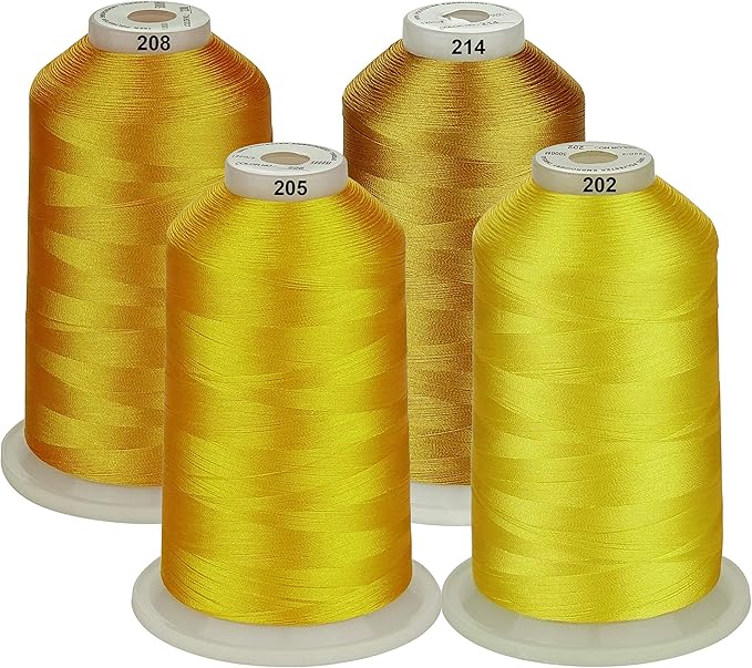Set Ață De Brodat 4 Bobine - 5000 m, Tonuri Galbene