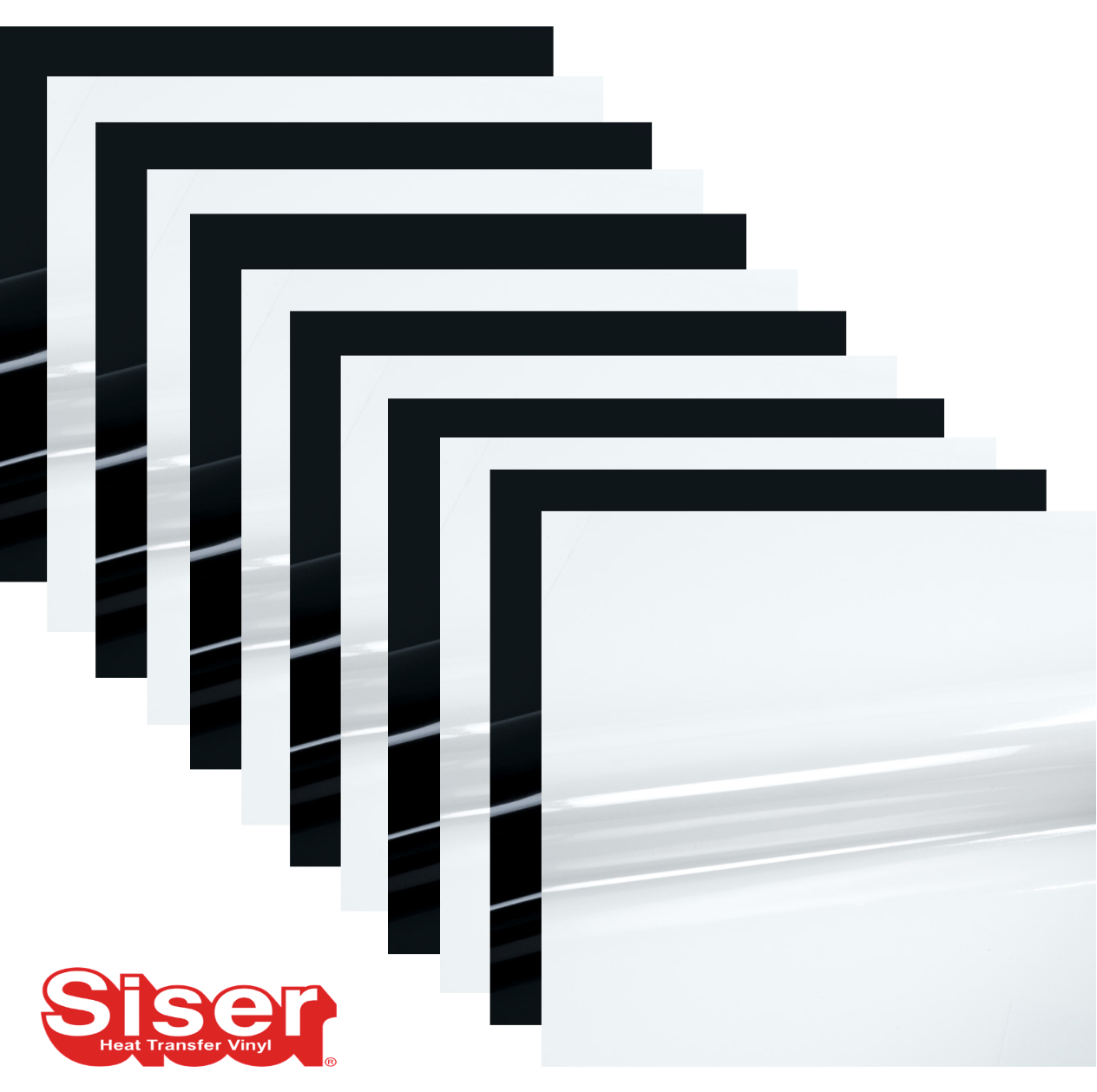 Siser EasyWeed P.S. Film HTV, Set 12 Coli A4, Alb+Negru