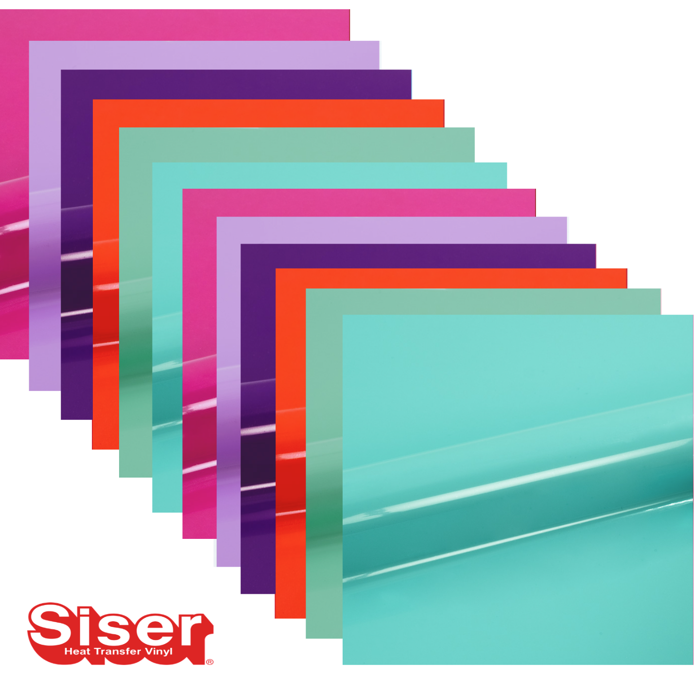 Siser EasyWeed P.S. Film HTV, Set 12 Coli A4, Popular Colors