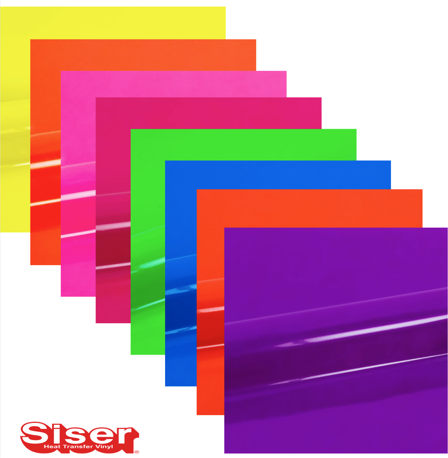 Siser EasyWeed Fluo - P.S. Film HTV, Set 8 Coli A4, Culori Fluorescente
