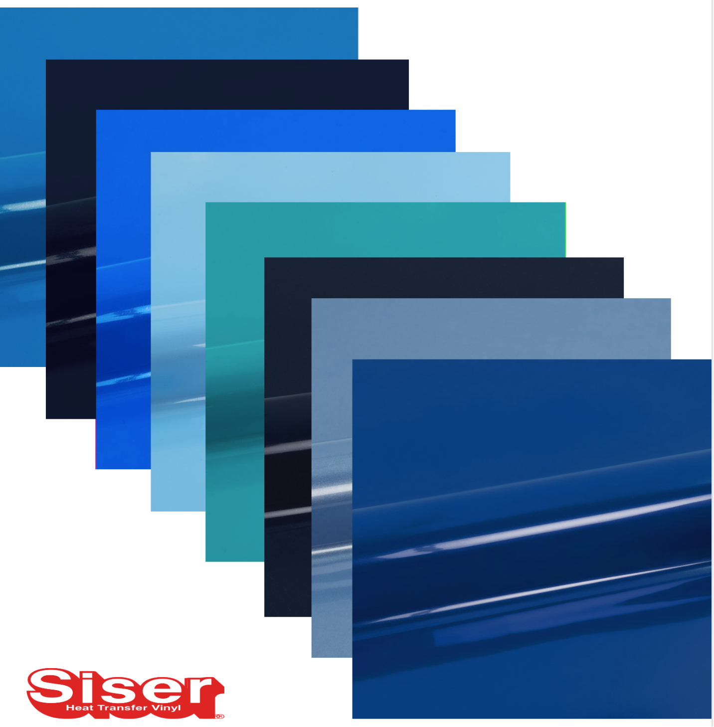 Siser EasyWeed P.S. Film HTV, Set 8 Coli A4, Tonuri Albastre