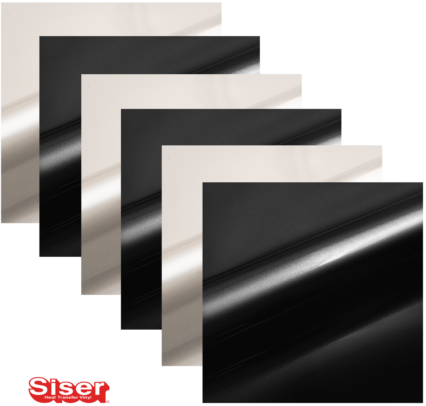 Siser EasyWeed Electric P.S. Film HTV, Set 6 Coli A4, Alb+Negru