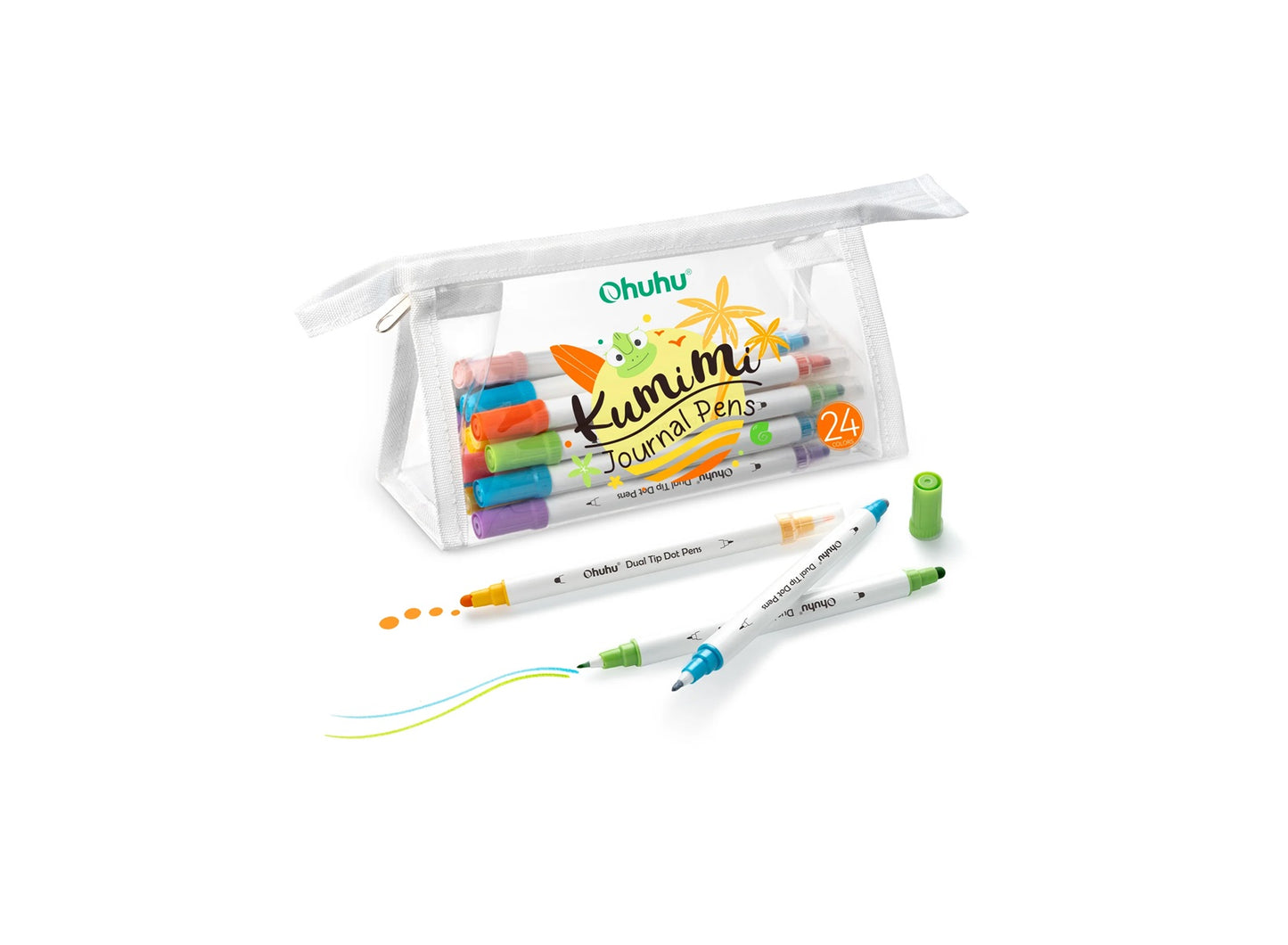 Ohuhu Kumimi, Set 24 Markere, Varf Dublu Brush & Dot, Bază Apă, Non-Toxic, Fara Acid, Multicolor Y30-80601-10