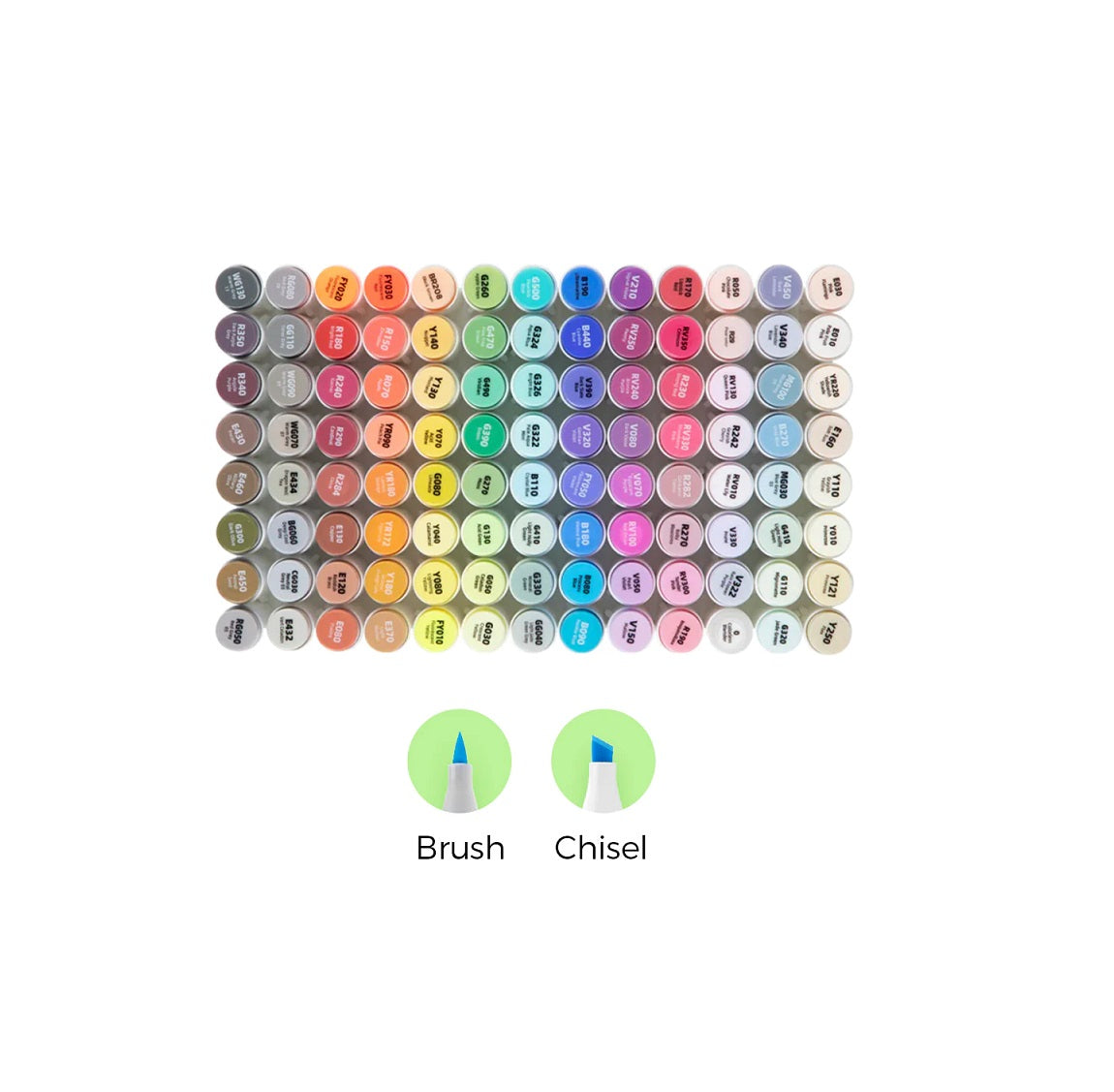 Ohuhu Honolulu Set 104 Markere, Baza Alcool, Dual Tips Brush&Chisel, Multicolor Y30-80402-51