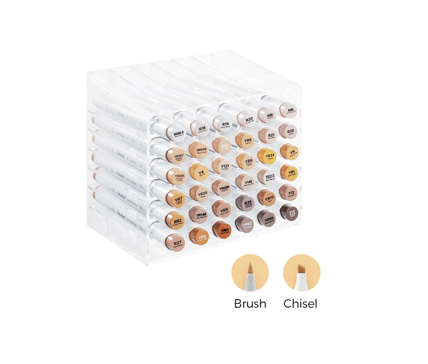 Ohuhu Honolulu Set 36 Markere, Baza Alcool, Capat Dublu Brush&Chisel, Skin Tones Y30-80400-81