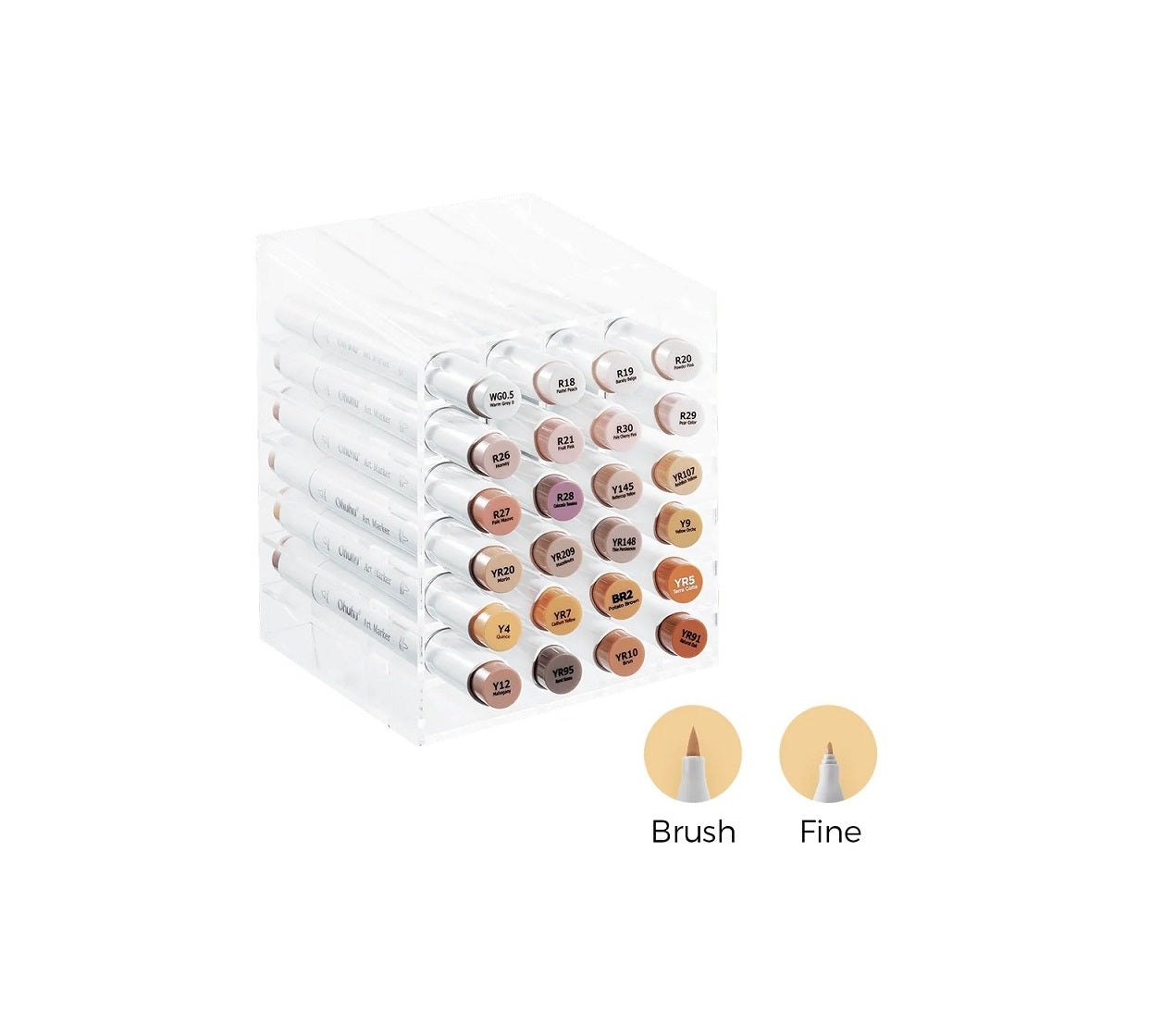 Ohuhu Honolulu B Set 24 Markere, Varf Dublu Brush & Fine, Baza Alcool, Skin Tone Y30-80400-78