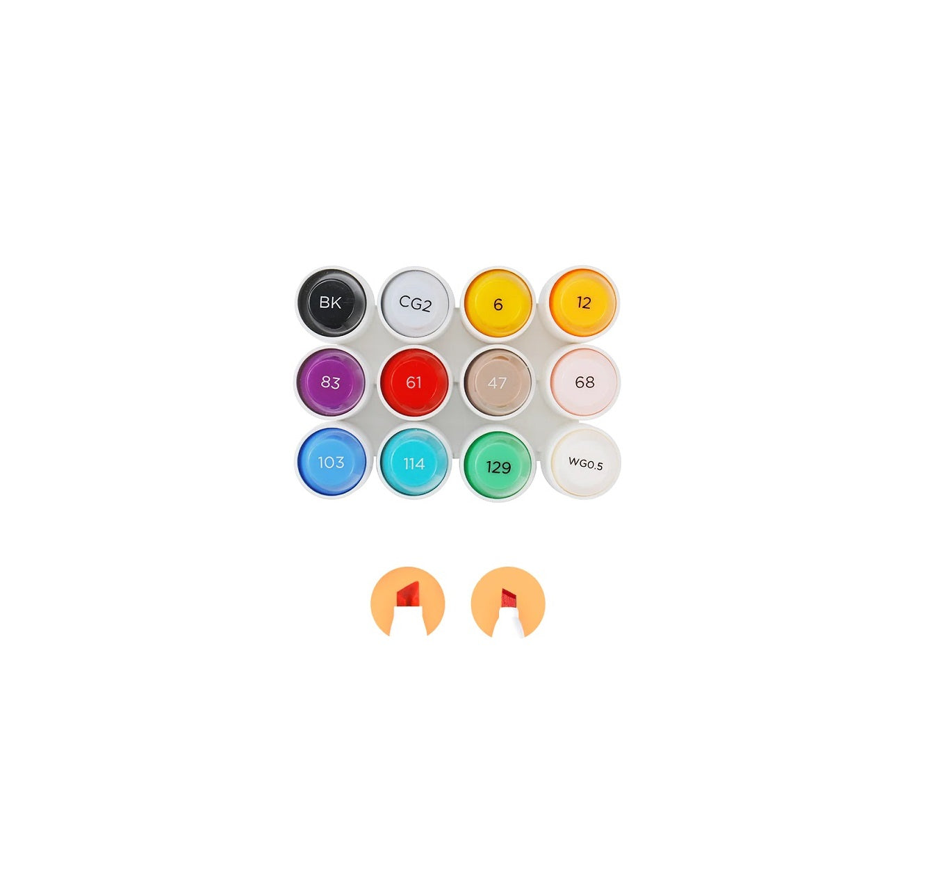 Ohuhu Mokauea Set 12 Markere, Baza Alcool, Dual Tips Tri-Nib&Chisel, Multicolor Y30-80402-63