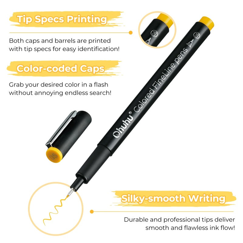 Ohuhu Set 18 Fineliner Hana Highway Pens, Multicolor Y30-80600-54