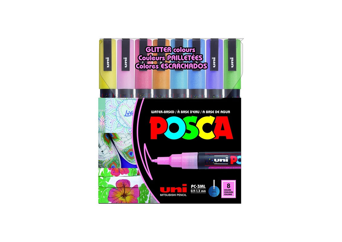 Posca Paint Marker 8 Culori Glitter PC-3ML Multicolor Set