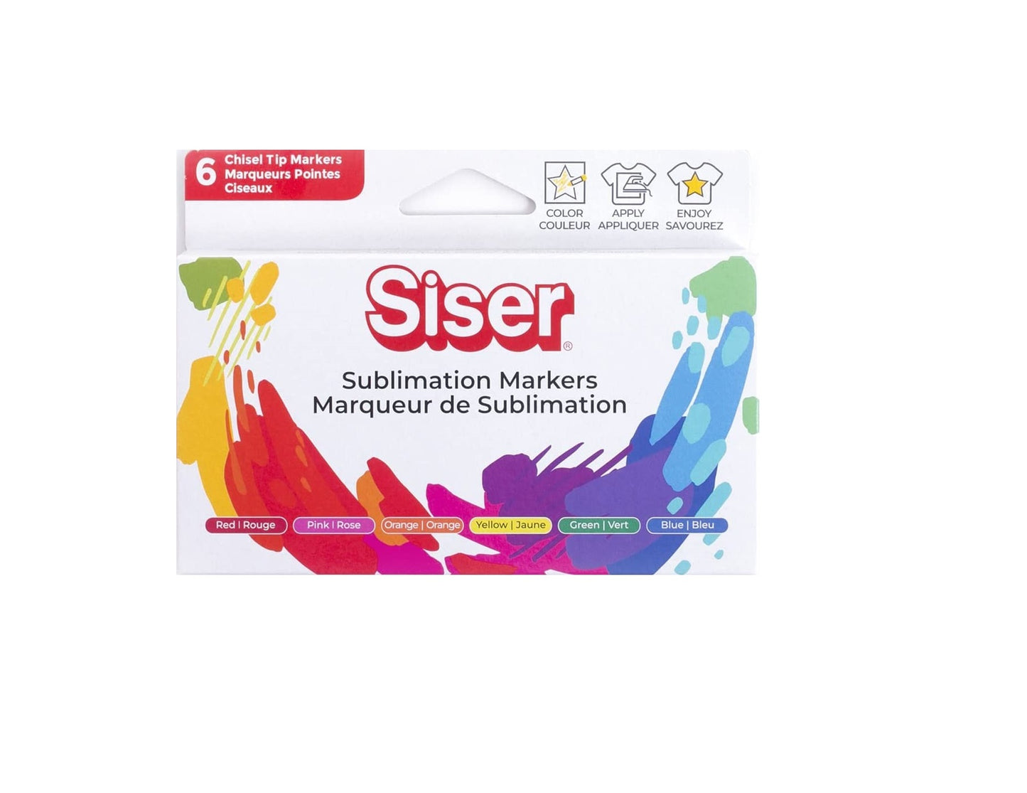 SISER Set 6 Markere Cu Vopsea Culori Primary De Sublimare De Transfer Termic