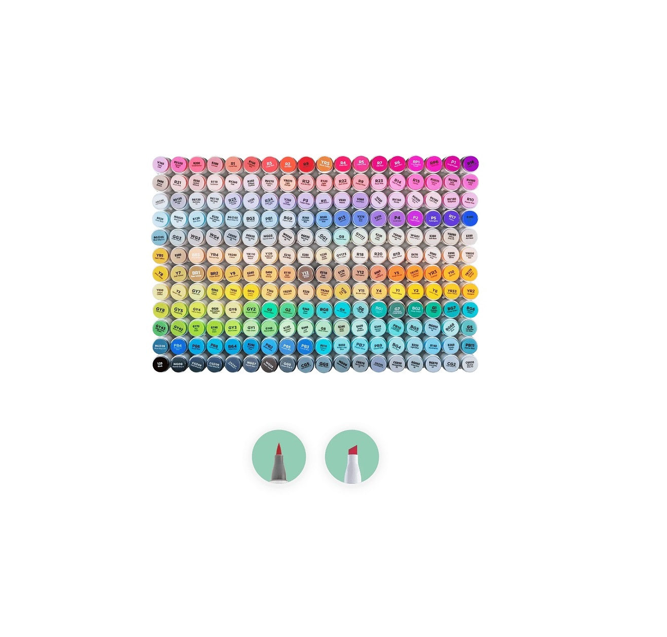 Ohuhu Honolulu Set 216+1 Markere, Baza Alcool, Dual Tips Brush&Chisel, Multicolor Y30-80401-50