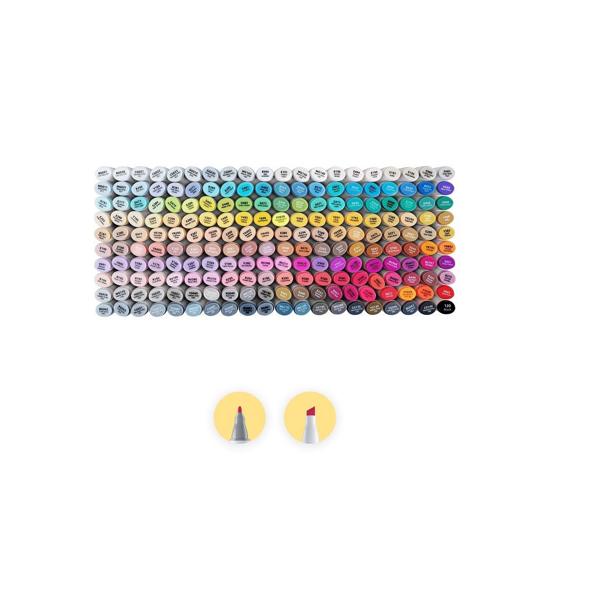 Ohuhu Oahu Set 200 Markere, Baza Alcool, Dual Tips Fine&Chisel, Multicolor Y30-80401-87