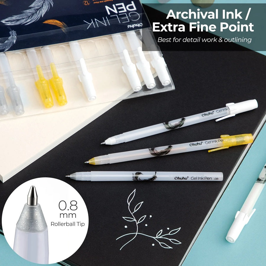 Ohuhu Set 12 Pixuri Cu Gel, Y30-80600-55