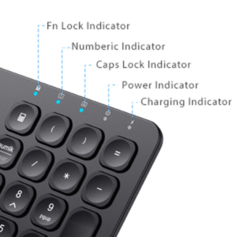 Tastatura iClever GKA38B, Fara Fir 2.4G, Reincarcabila, Ergonomica, Wireless, 99 Taste, Baterie Lithium Ion, Ultra Subtire, Negru