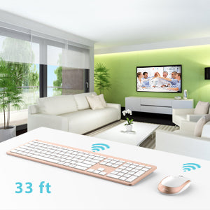Tastatura Si Mouse Combo iClever GK08, 2.4G Wireless, Fara Fir, Reincarcabila, Design Ergonomic, Stabila, Silentioasa, DPI Reglabil 800-1200-1600, Culoare Roz