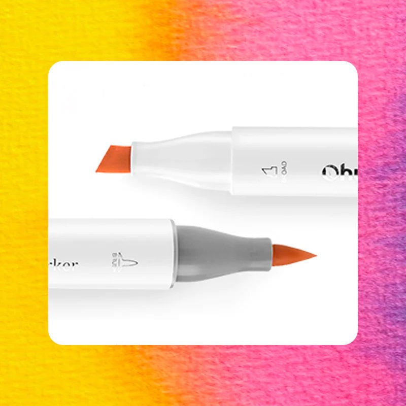 Ohuhu Honolulu Set 120 Markere, Baza Alcool, Dual Tips Brush&Chisel, Multicolor Y30-80401-96