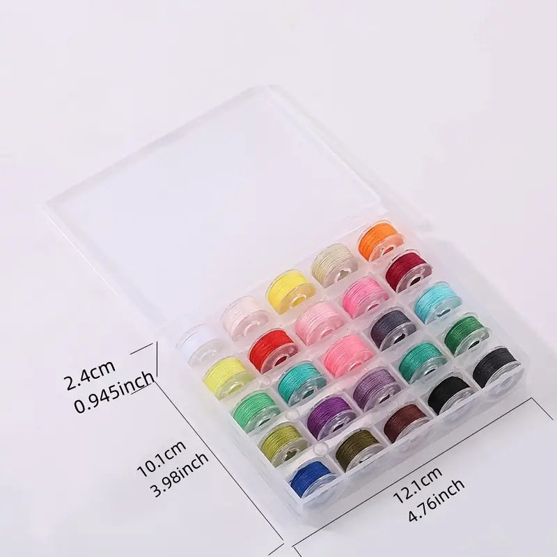 Set 25 Bobine De Broderie din Plastic, Preinfasurate Cu Fir, Carcasa Din Plastic, Pentru Masini De Brodat Si Cusut