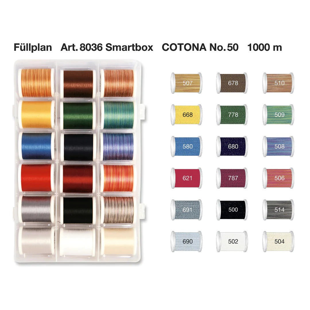 Smartbox 18 Bobine Ata De Brodat Cotona No.50 Madeira 8036