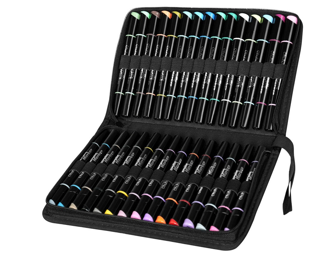 Ohuhu Set 30 Markere, Vopsea Acrilica, Baza Apa, Varf Dublu Rotund Si Subtire, Pentru Sticla, Ceramica, Pietre, Lemn, Plastic, Hartie, Panza, Multicolor Y30-80601-08